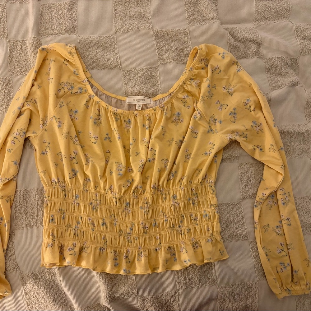 Floral Smocked Yellow Blouse